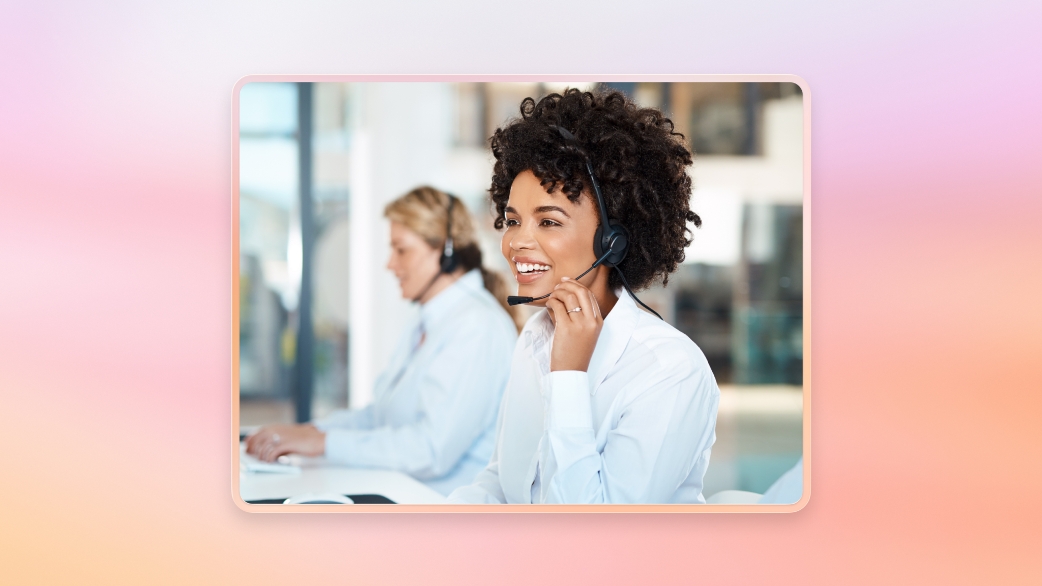 Female agents taking customer calls using RingCentral RingCX