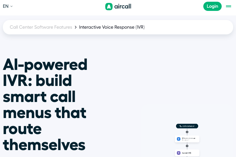 Aircall lets you pair IVR with an AI agent