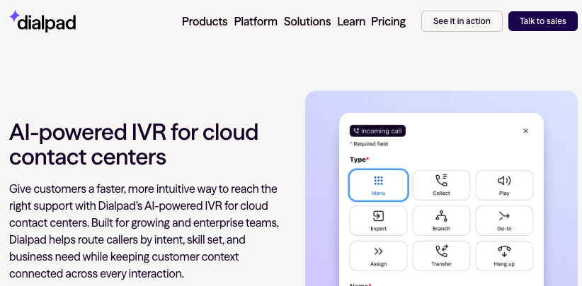 Dialpad’s IVR solution comes with AI transcripts and other features