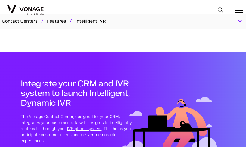 Vonage’s IVR integrates with Salesforce and other CRMs